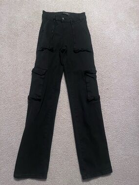 Black Cargo Pocket straight-Leg Pants small